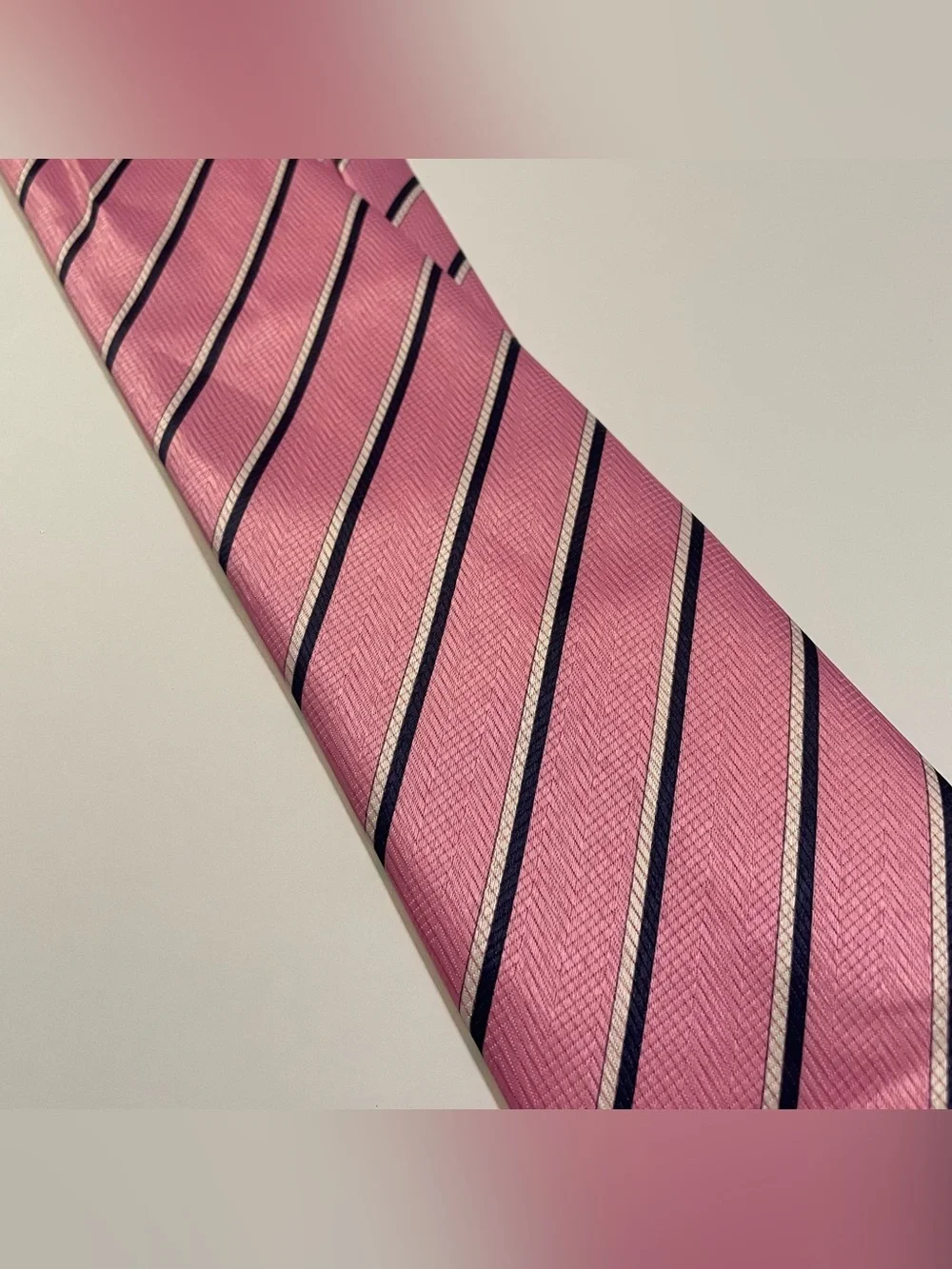 Paola Cassani Pink Striped Skinny Tie